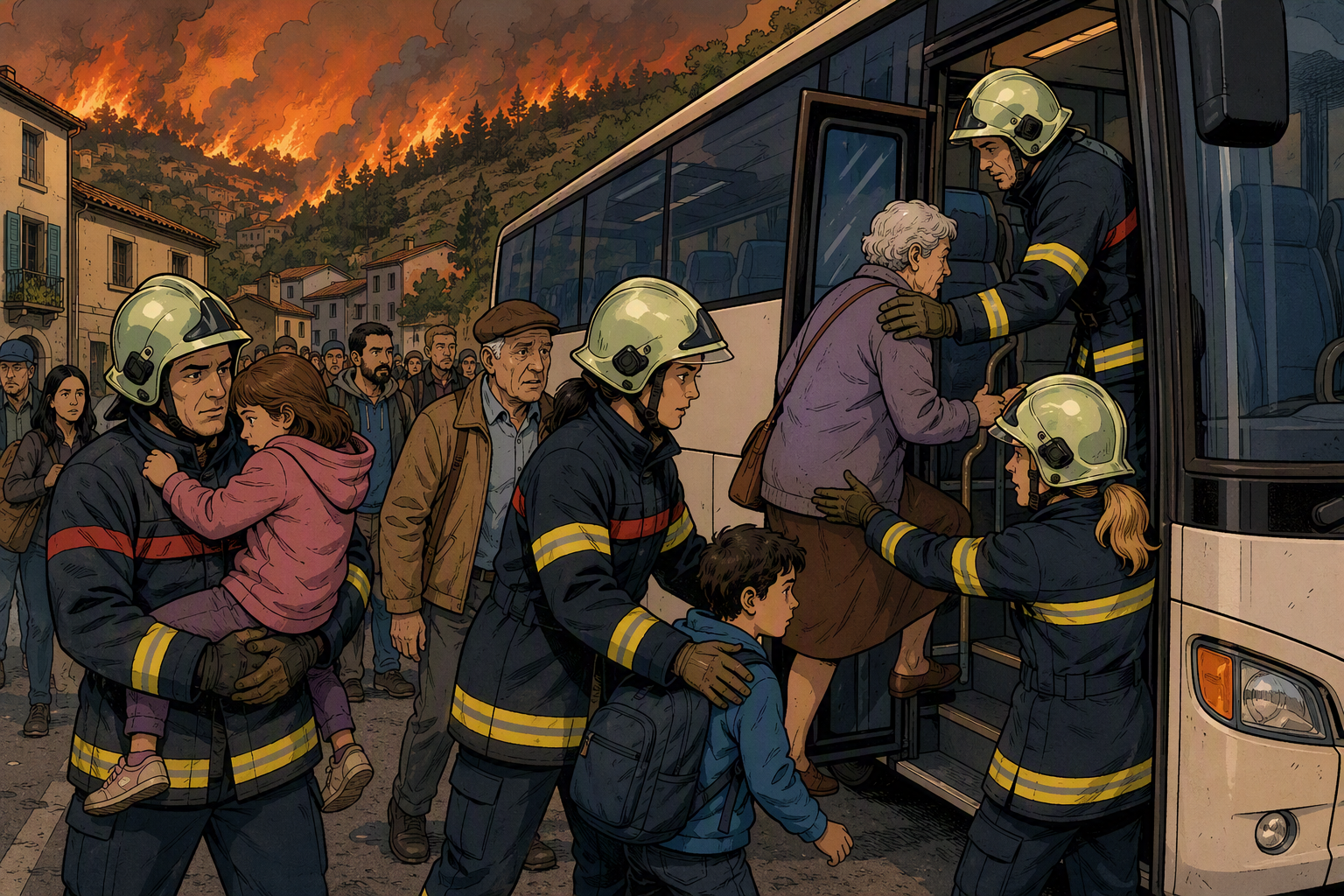 ayudando a evacuar evacuación de personas